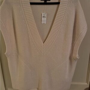 Banana Republic Cream V-Neck Sweater Vest